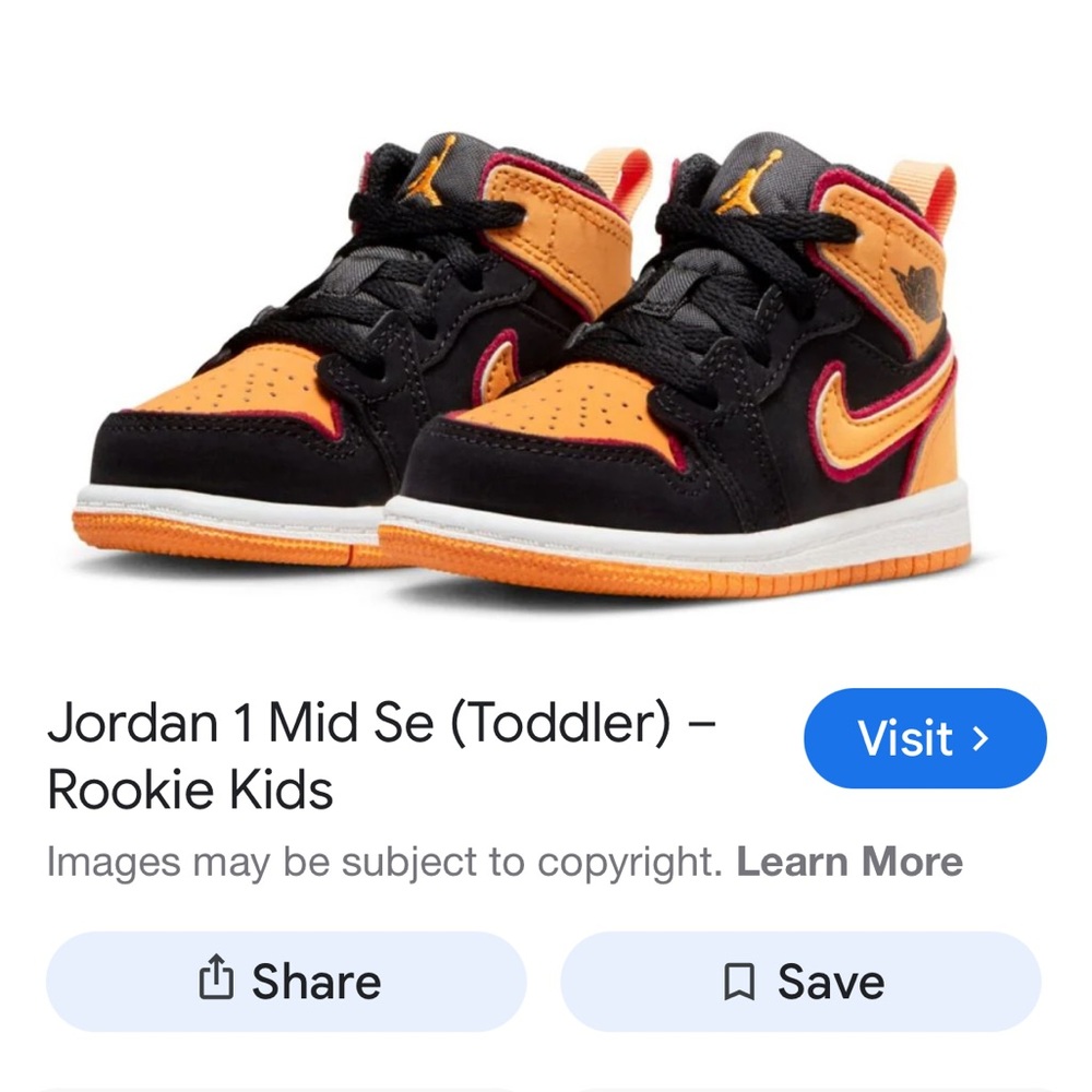 VGUC Toddler's 8.5 Nike Air Jordan 1 Mid SE
Orange/Black.